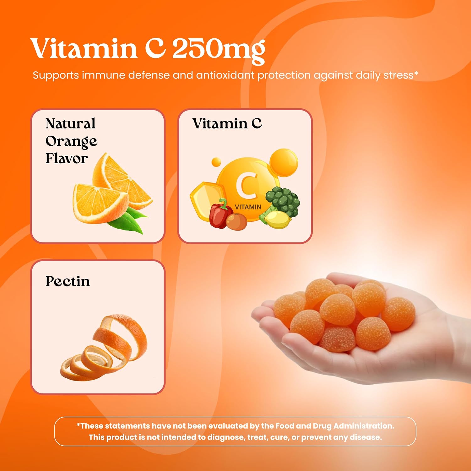 VITA GLOBE Gomitas de Vitamina C 250 mg con Colágeno, Vegano, Sabor Naranja, 60 unidades (Paquete de 2)