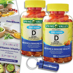 Pack de 2: Gomitas de Vitamina D 50 mcg (2000 UI) Sin Azúcar - Spring Valley + Guía y Pastillero