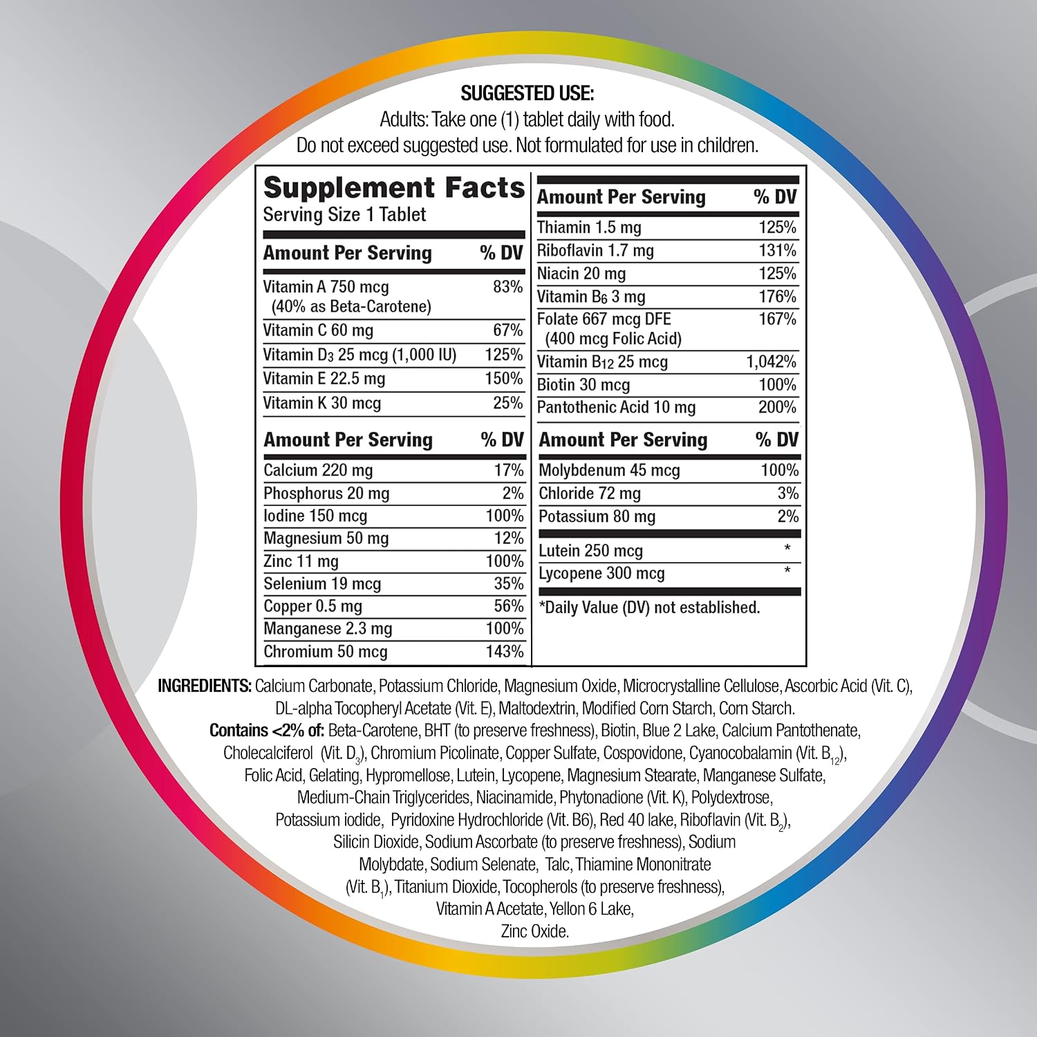 Centrum Silver Multivitamínico para Adultos Mayores de 50, Suplemento Multivitamínico/Multimineral, Vitamina D3, Vitaminas B, Sin Gluten, Ingredientes No Transgénicos, Apoya la Memoria y la Cognición en Adultos Mayores - 80 Unidades