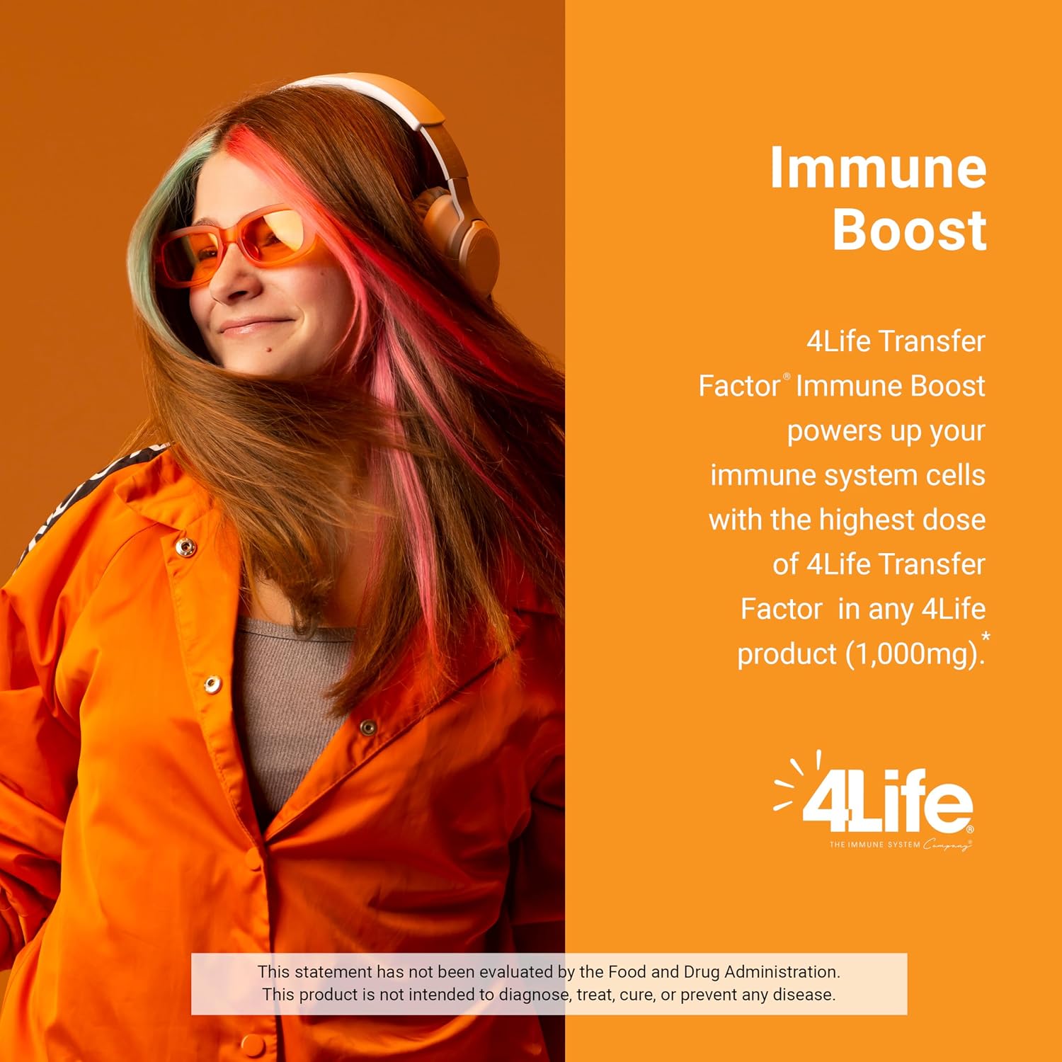 4Life Transfer Factor Immune Boost Mezcla para Bebida Sabor Naranja, 5 Sobres
