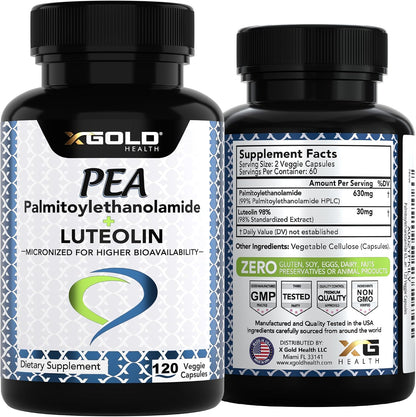 Palmitoiletanolamida 630 mg + Luteolina – Fabricado en instalaciones certificadas en Estados Unidos, cumpliendo – Image 7