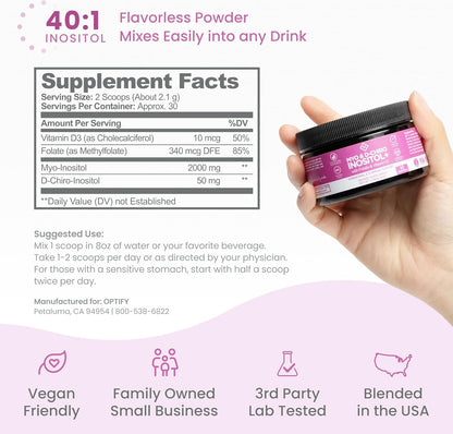Optify Inositol+ - Myo-Inositol y D-Chiro – Proporción 40:1 basada en la evidencia : la combinación de myo y – Image 6