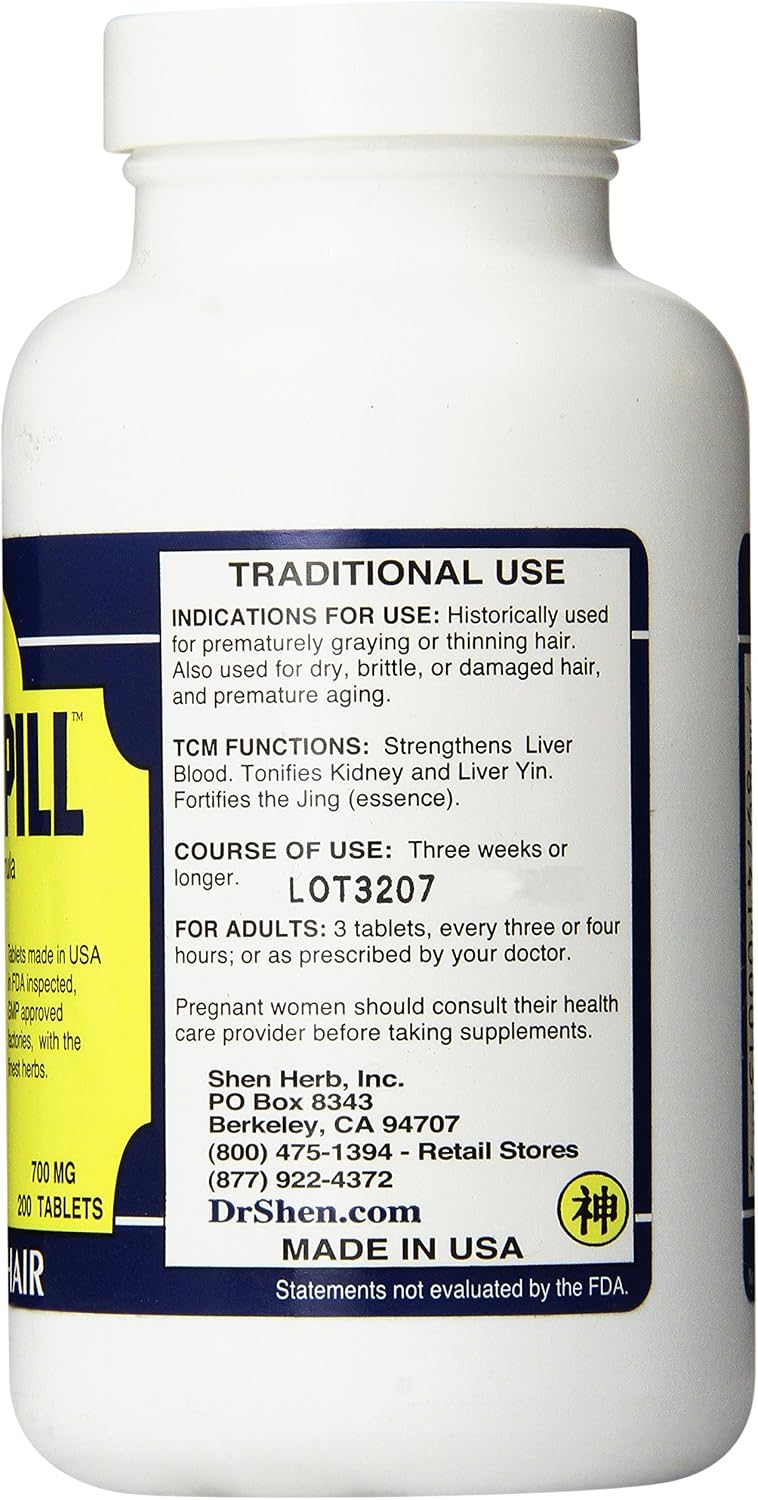 Dr. Shen's Shou Wu Pill (200 Tablets - Suministro para un Mes)