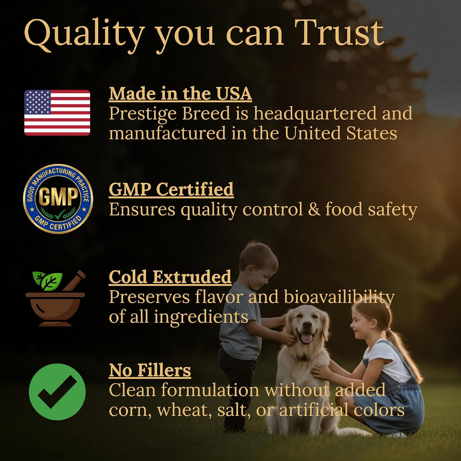 Prestige Breed Multivitaminas para Golden Retriever, Nutrición Equilibrada, 90 Comprimidos, Hecho en EE.UU. con Bacon Auténtico