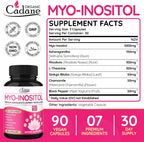 Organic Cadane Myo Inositol con Ashwagandha y Adaptógenos – 90 Cápsulas Veganas