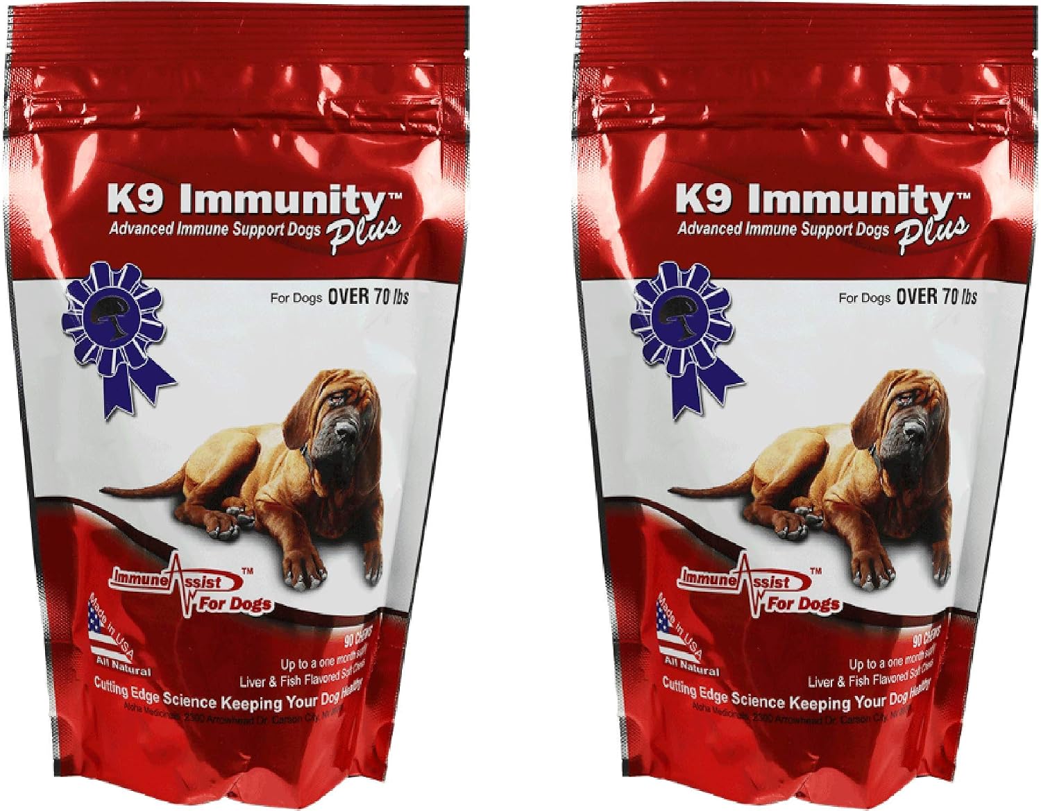 K9 Immunity Plus - Refuerzo Inmune Potente para Perros de más de 70 lbs - 90 Masticables Suaves