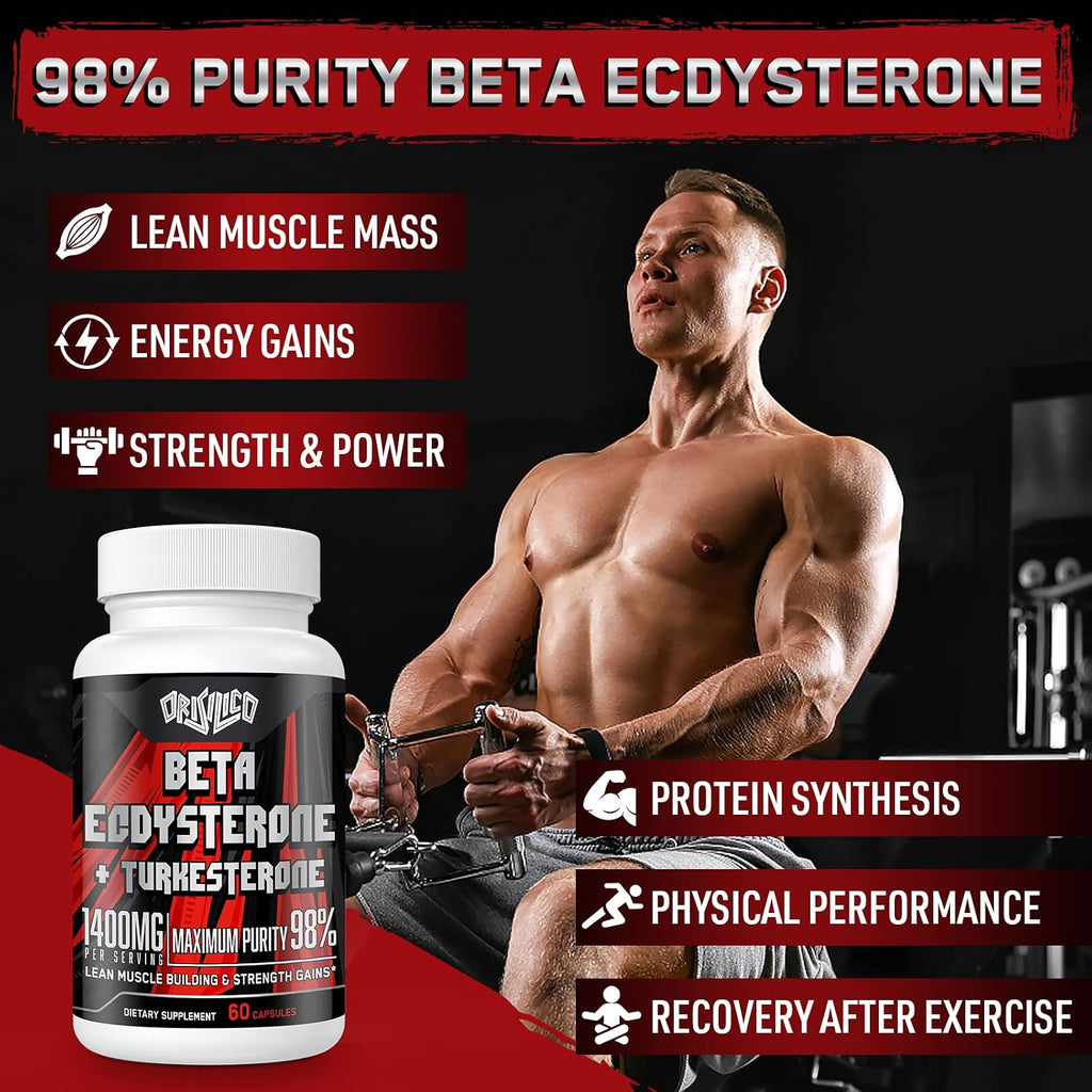 Orisilico Beta Ecdisterona y Turkesterona 1400 mg – 98% Pureza – 60 Cápsulas