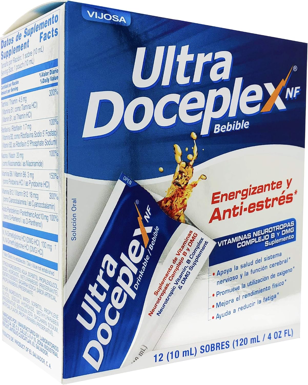 Ultra Doceplex Energy Pouches - Complejo B Líquido, 12 Pouches