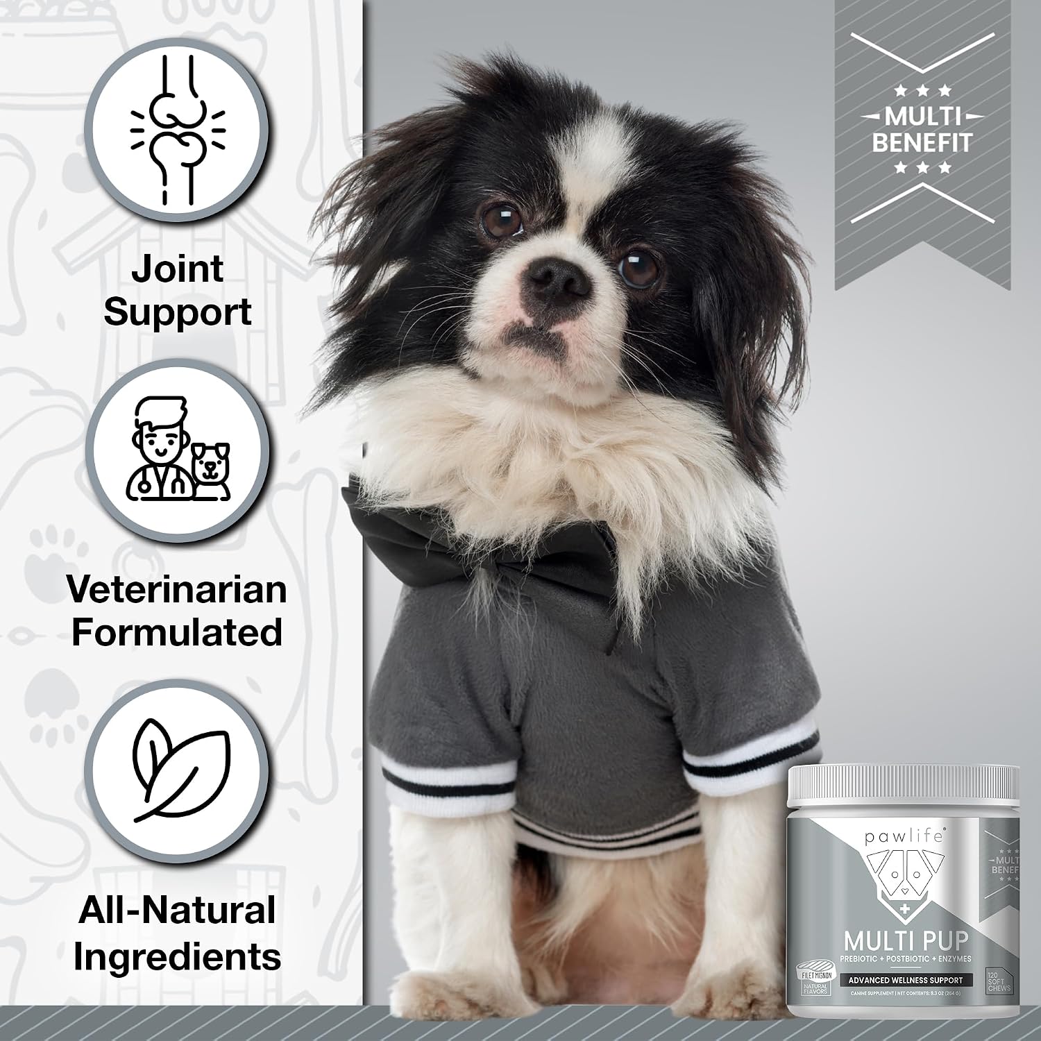 All Natural Multivitamin Soft Chews for Dogs 240ct | Glucosamina y Condroitina para Articulaciones con Probióticos para la Salud Intestinal e Inmunidad | Apoyo a la Movilidad y Bienestar Avanzado | Suministro para 4 Meses