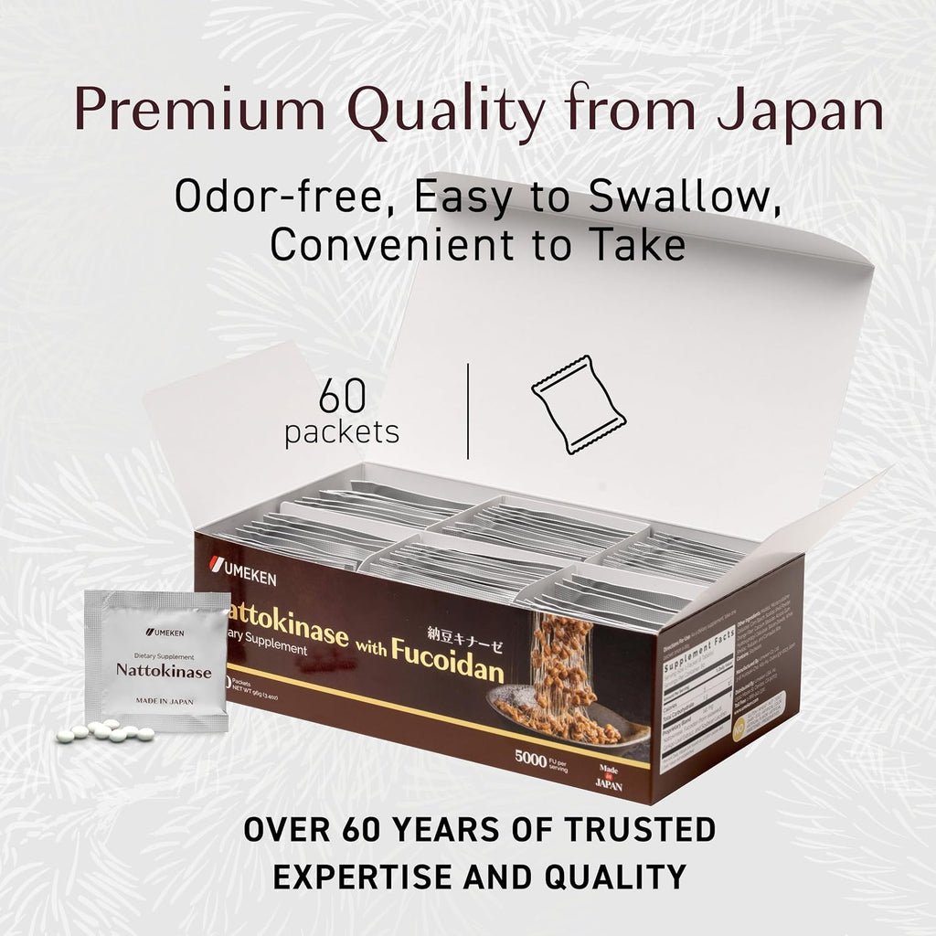 Umeken Nattokinase Plus Fucoidan - 5000 FU, 120 Cápsulas (2 Envases de 60)