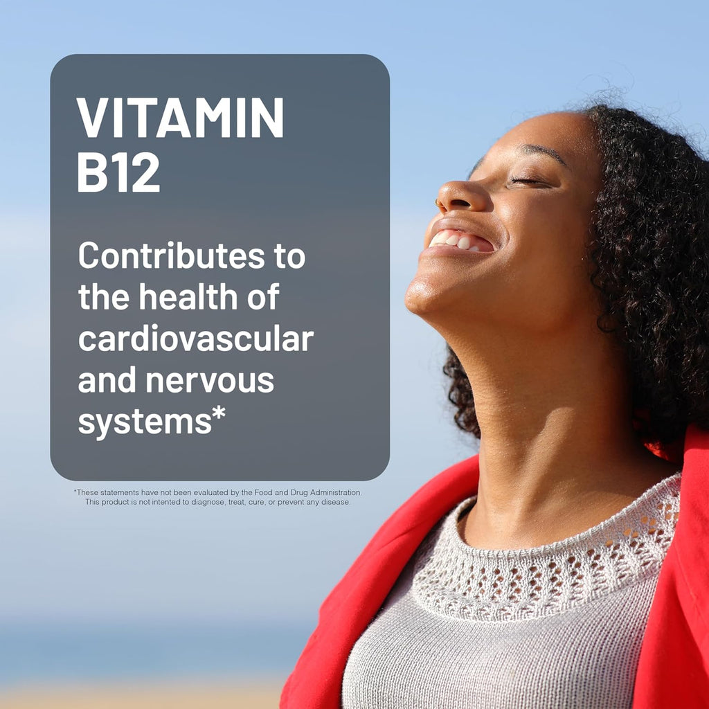 NatureWise Vitamina B12 1000 mcg - Complemento Alimenticio para el Metabolismo Energético y la Salud del Sistema Nervioso - 60 Cápsulas Blandas