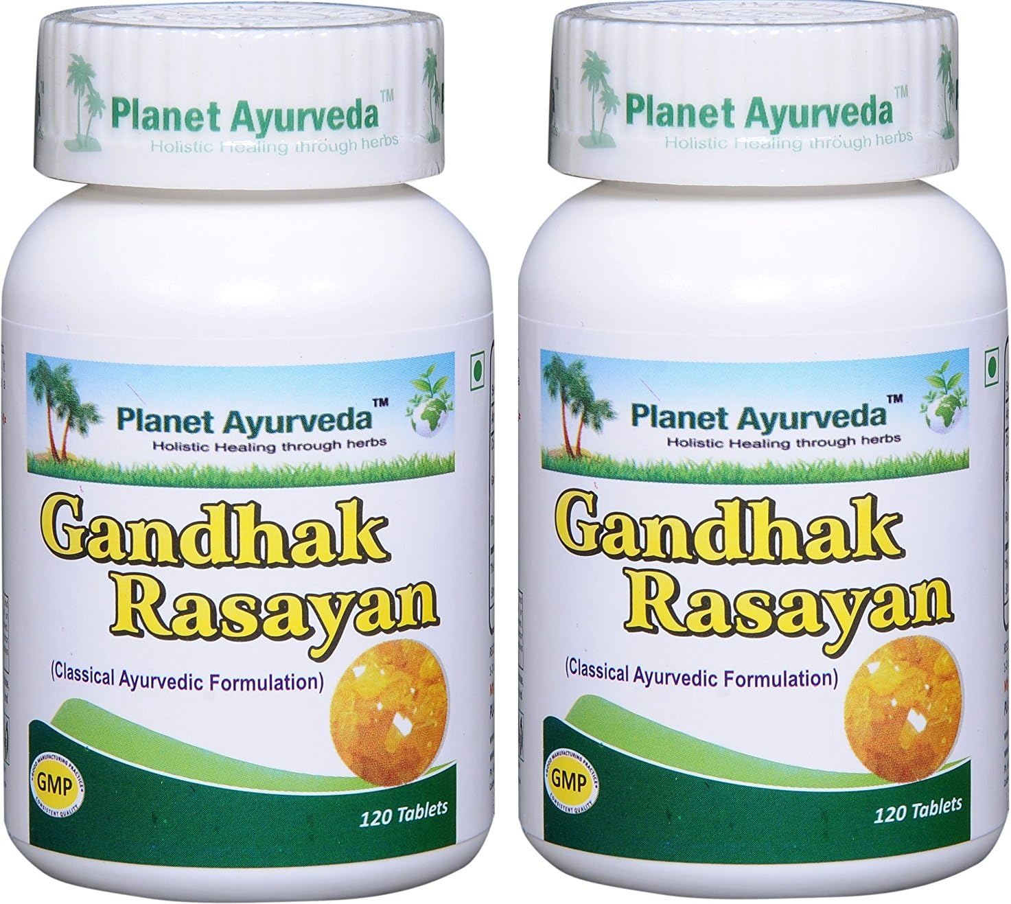 Planet Ayurveda Gandhak Rasayan Tablets - 2 frascos (240 comprimidos de 500 mg)