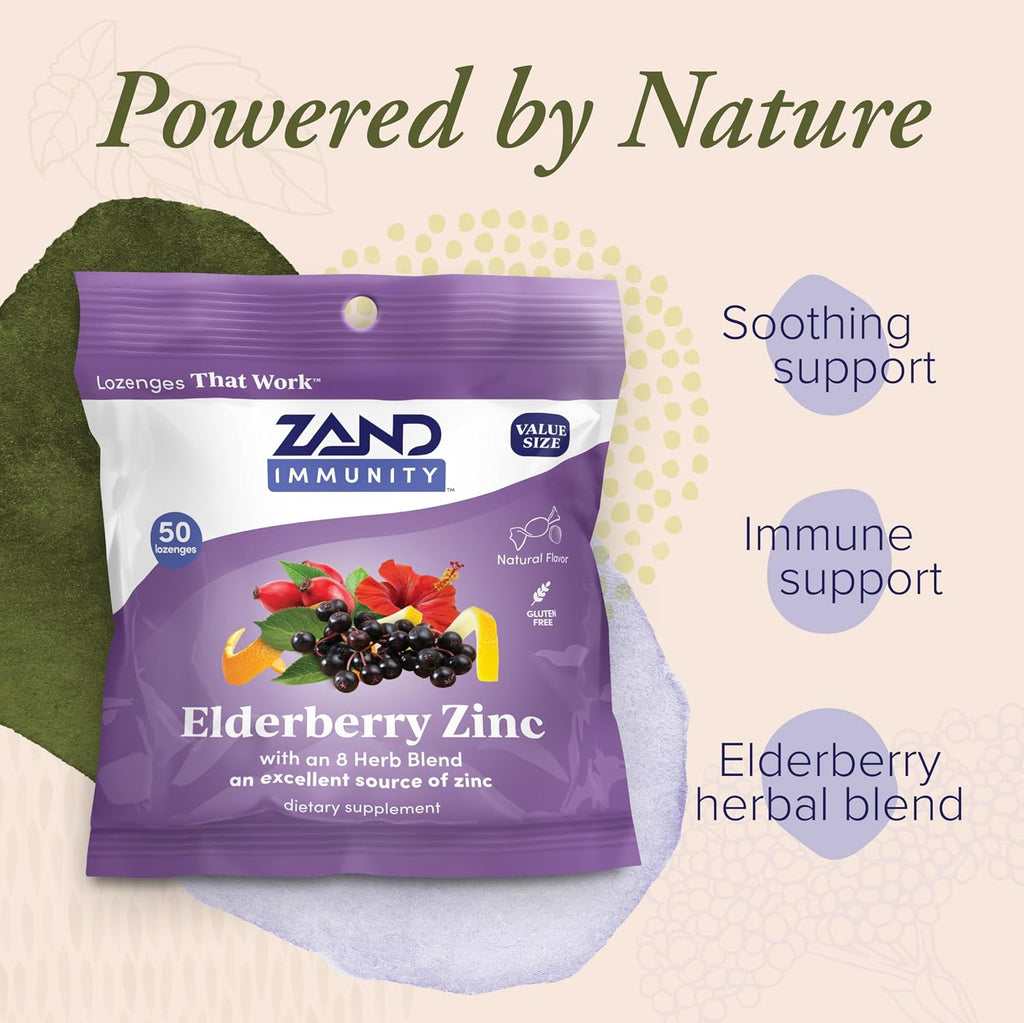 ZAND Immunity Pastillas de Saúco y Zinc para la Garganta - 2 Pack, 50 uds
