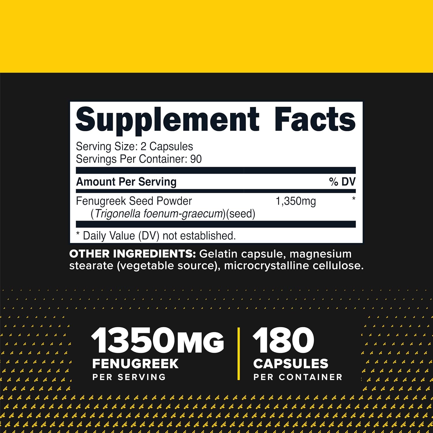 Primaforce Fenugreek Seed Capsules (180 Cápsulas / 1350 mg por dosis, dosis de 2 cápsulas) - Complemento Herbal Premium para Hombres y Mujeres, No Transgénico, Sin Gluten