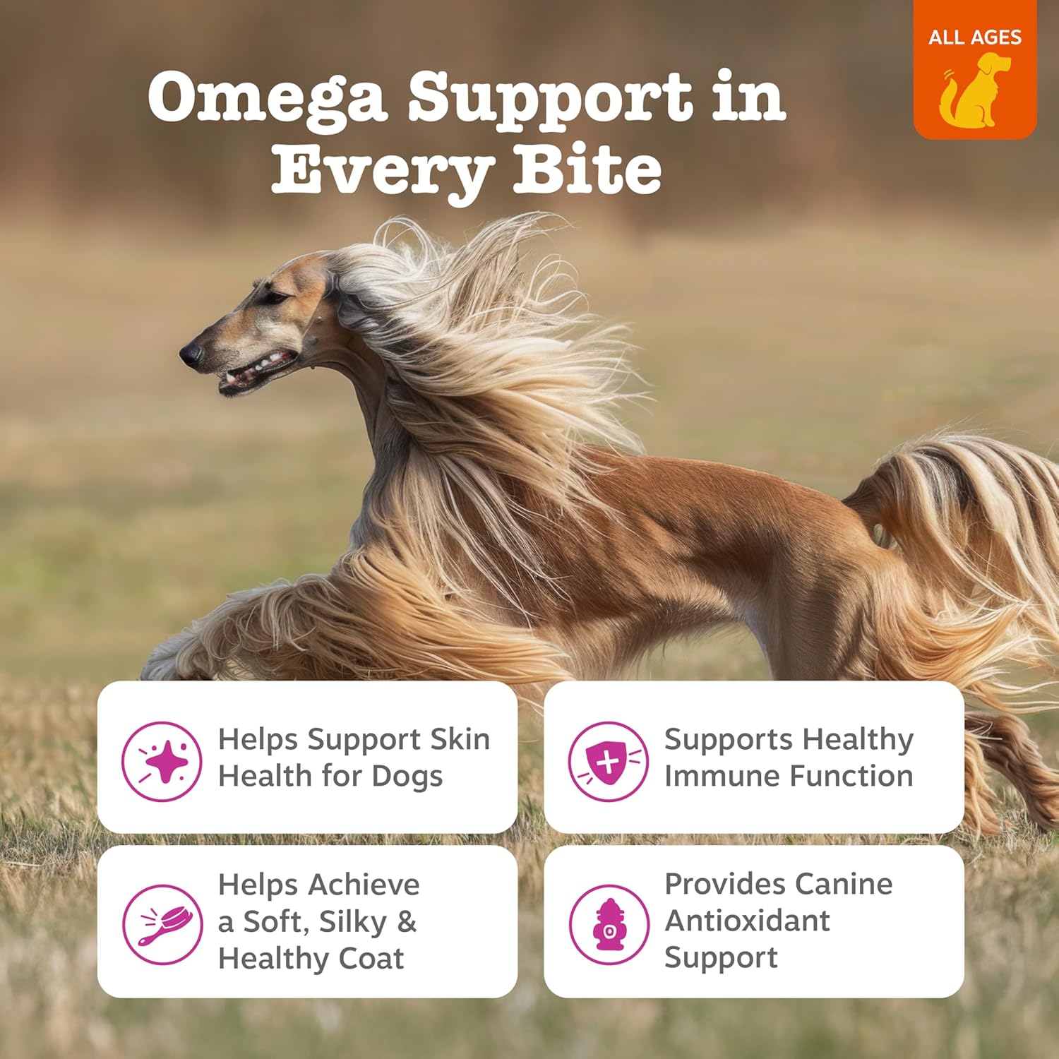 Zesty Paws Omega 3 para Perros - Golosinas de Aceite de Pescado con Vitaminas, 90 unidades
