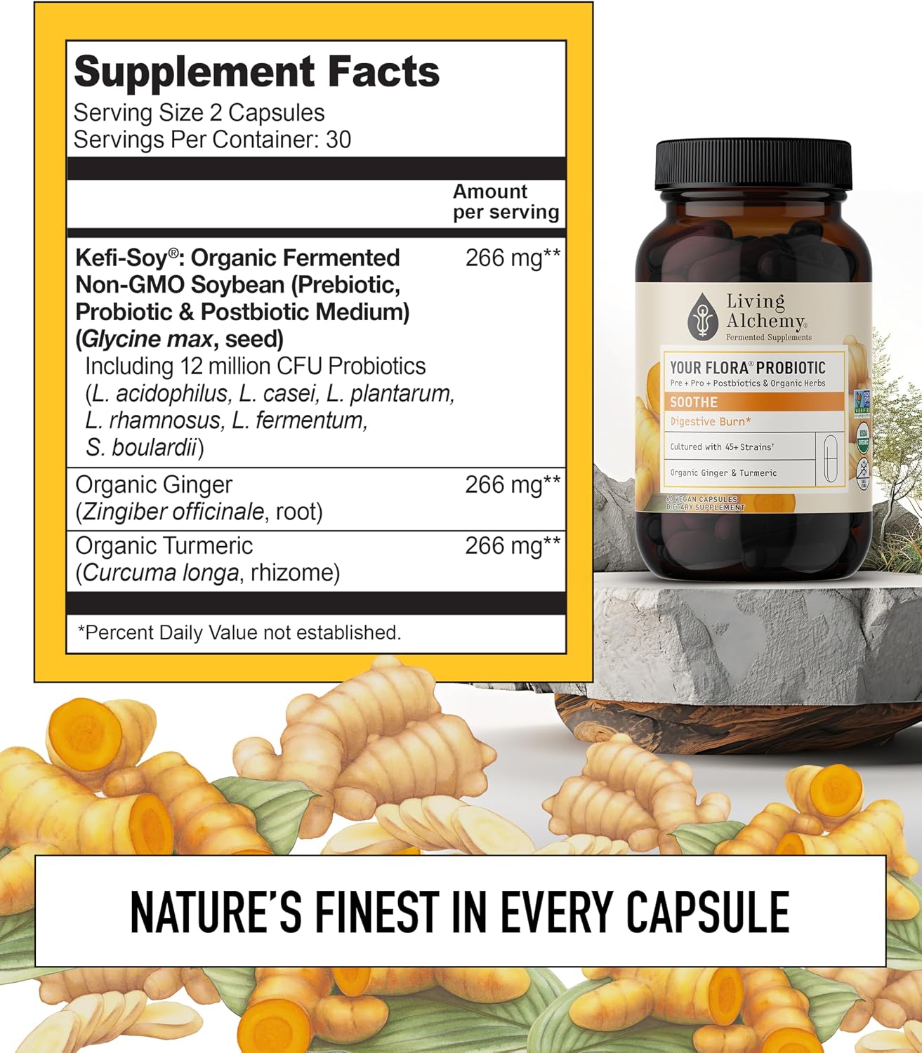 Living Alchemy Your Flora Probiotic Soothe – Probióticos Digestivos, 60 Cápsulas
