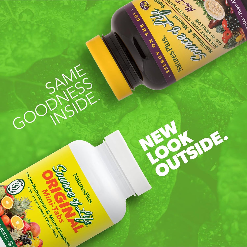 NaturesPlus Source of Life Sin Hierro - 180 Mini-Comprimidos - Complejo Multivitamínico y Mineral
