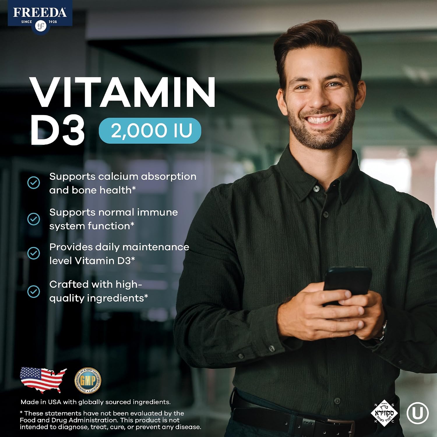FREEDA Vitamina D3 2000 UI – 100 Comprimidos Pequeños