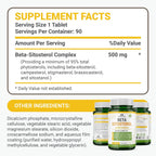 Beta Sitosterol 500 mg - 90 Comprimidos - No Transgénico - Salud Prostática y Colesterol