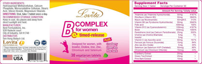 LOVITA Complejo B de Alta Potencia para Mujeres, Liberación Prolongada, con Hierro, Vitamina C, Arándano Rojo, Corteza de – Image 5