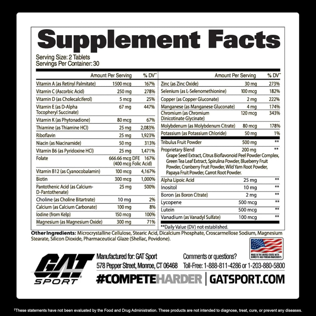 GAT SPORT Men's Multi + Test Multivitamínico Premium 60 comprimidos
