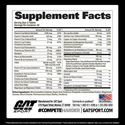 GAT SPORT Men's Multi + Test Multivitamínico – Vitalidad masculina : Gracias al Tribulus Terrestris, una planta – Image 2