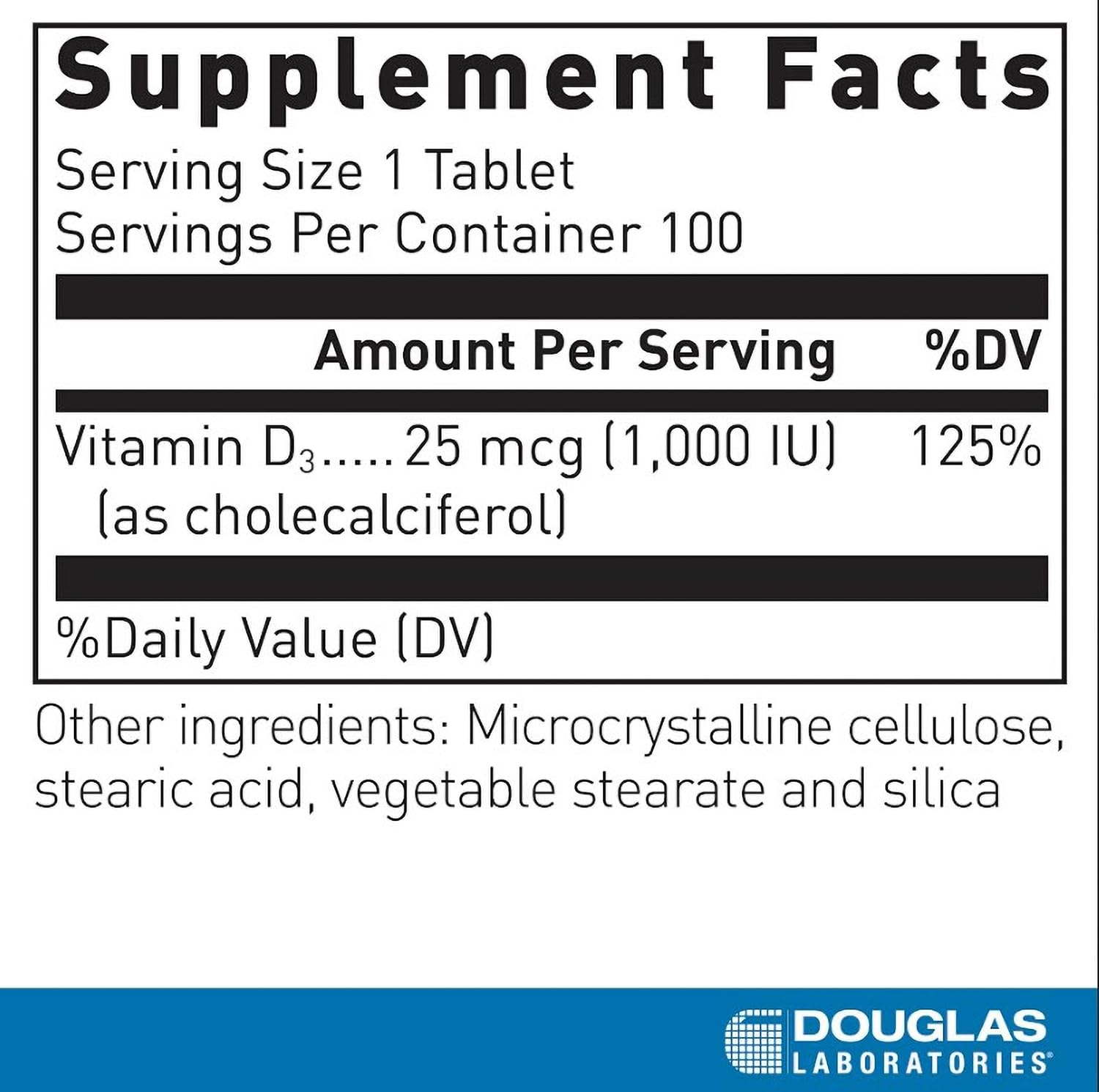 Douglas Laboratories Vitamina D3 1000 UI - 100 Comprimidos