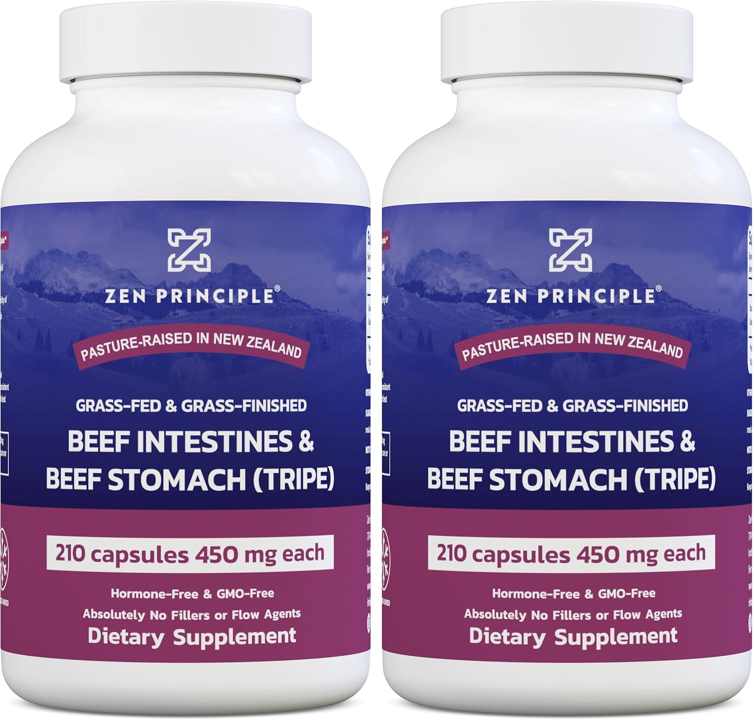 Zen Principle Suplemento de Intestinos de Res con Tripa - Paquete de 2 - 420 Cápsulas - Grass Fed New Zealand