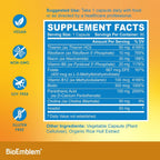 BioEmblem Complejo B Activo – 8 Vitaminas B con Metilfolato, Metil B12, Colina e Inositol – 90 Cápsulas Veganas
