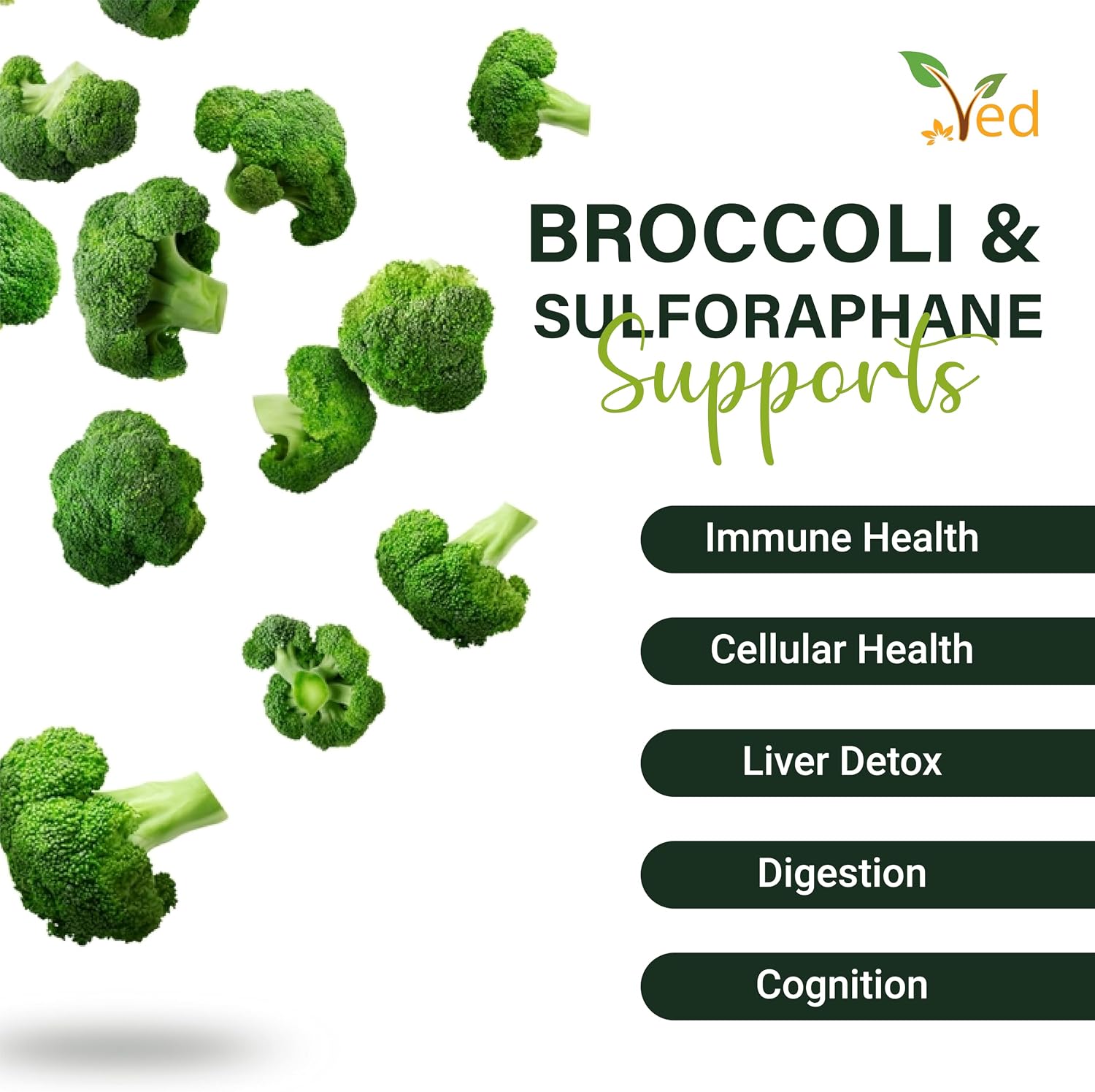 Broccoli Sulforaphane 550 mg - 90 Cápsulas (45 Días)