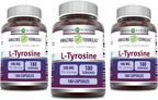Amazing Formulas L-Tirosina 500 mg Cápsulas - Suplemento de Aminoácido (3 Envases | 180 Cápsulas)