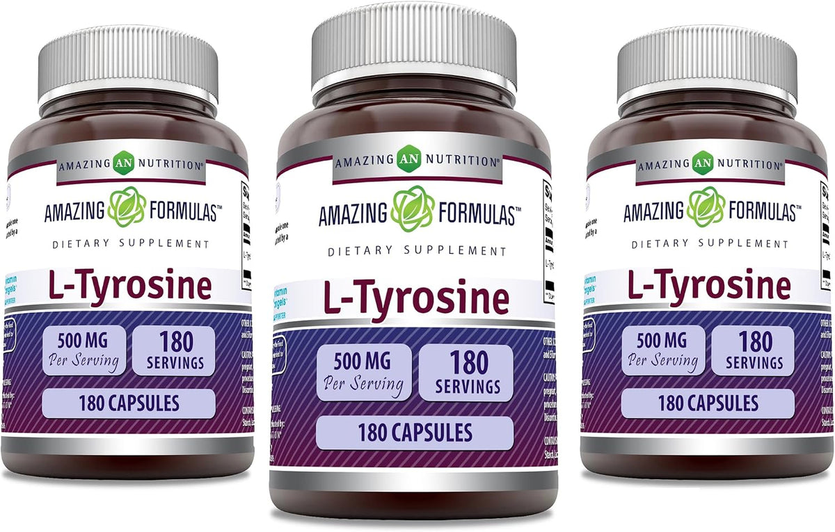 Amazing Formulas L-Tirosina 500 mg Cápsulas – No transgénico : formulado sin organismos genéticamente modificados. – Image 4
