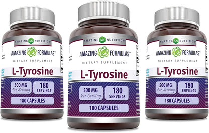 Amazing Formulas L-Tirosina 500 mg Cápsulas – No transgénico : formulado sin organismos genéticamente modificados. – Image 4