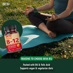 Deva Vitamina B12 Vegana de Disolución Rápida - 1000 mcg Metilcobalamina con Ácido Fólico y B6 - Sabor Limón - 90 Comprimidos