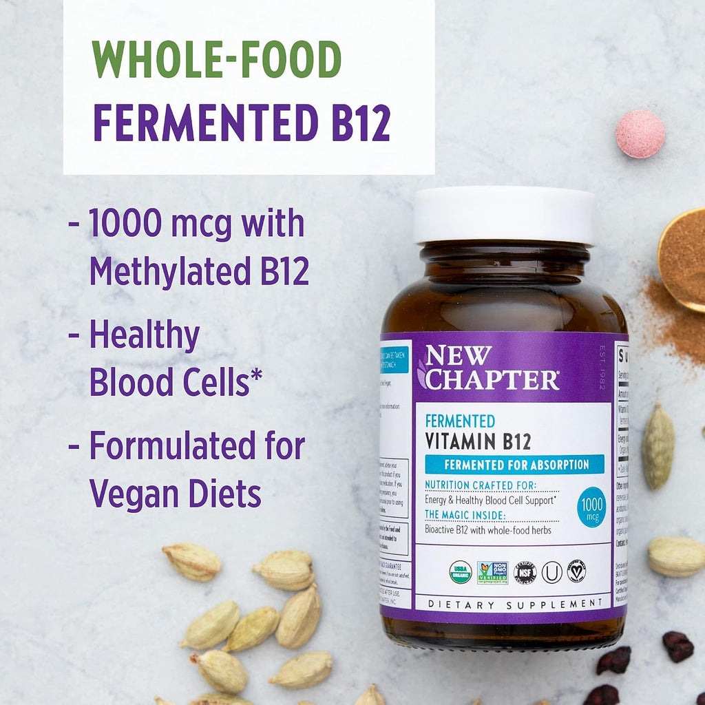 New Chapter Vitamina B12 Fermentada, 1000 mcg, 30 Comprimidos