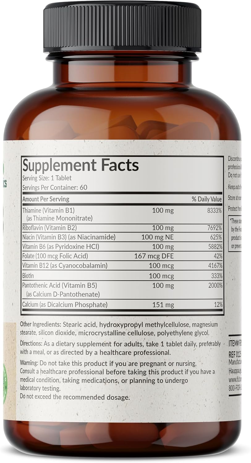 Futurebiotics Super B 100 Liberación Sostenida Complejo de Vitaminas B No Transgénico, 60 Comprimidos Vegetarianos