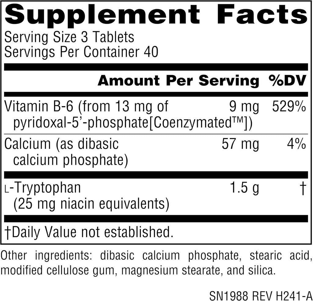 Source Naturals L-Tryptophan con Coenzima B-6, 500mg - 120 Comprimidos