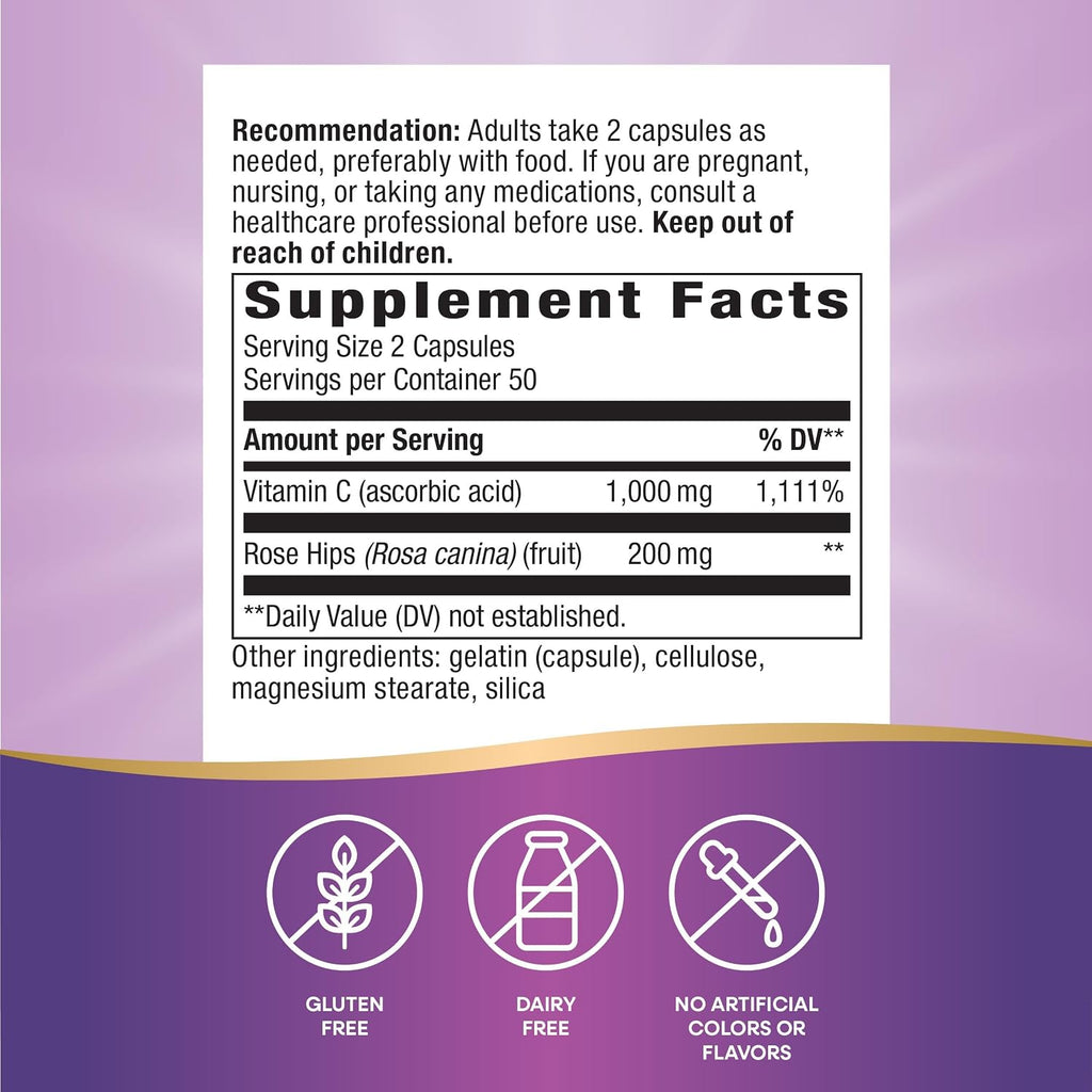 Nature's Way Vitamina C con Escaramujo, 1000 mg, 100 cápsulas