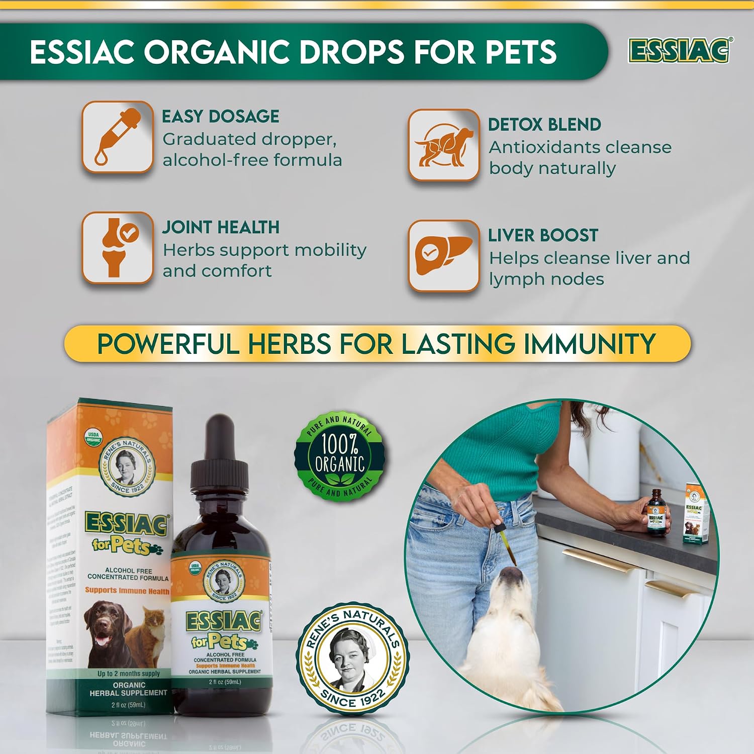 Essiac para Mascotas - Gotas Orgánicas USDA - 59ml