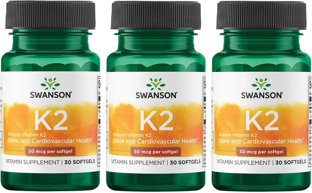 Swanson Vitamina K2 (Menaquinona-7) 50 mcg, 30 Cápsulas Blandas (Paquete de 2)