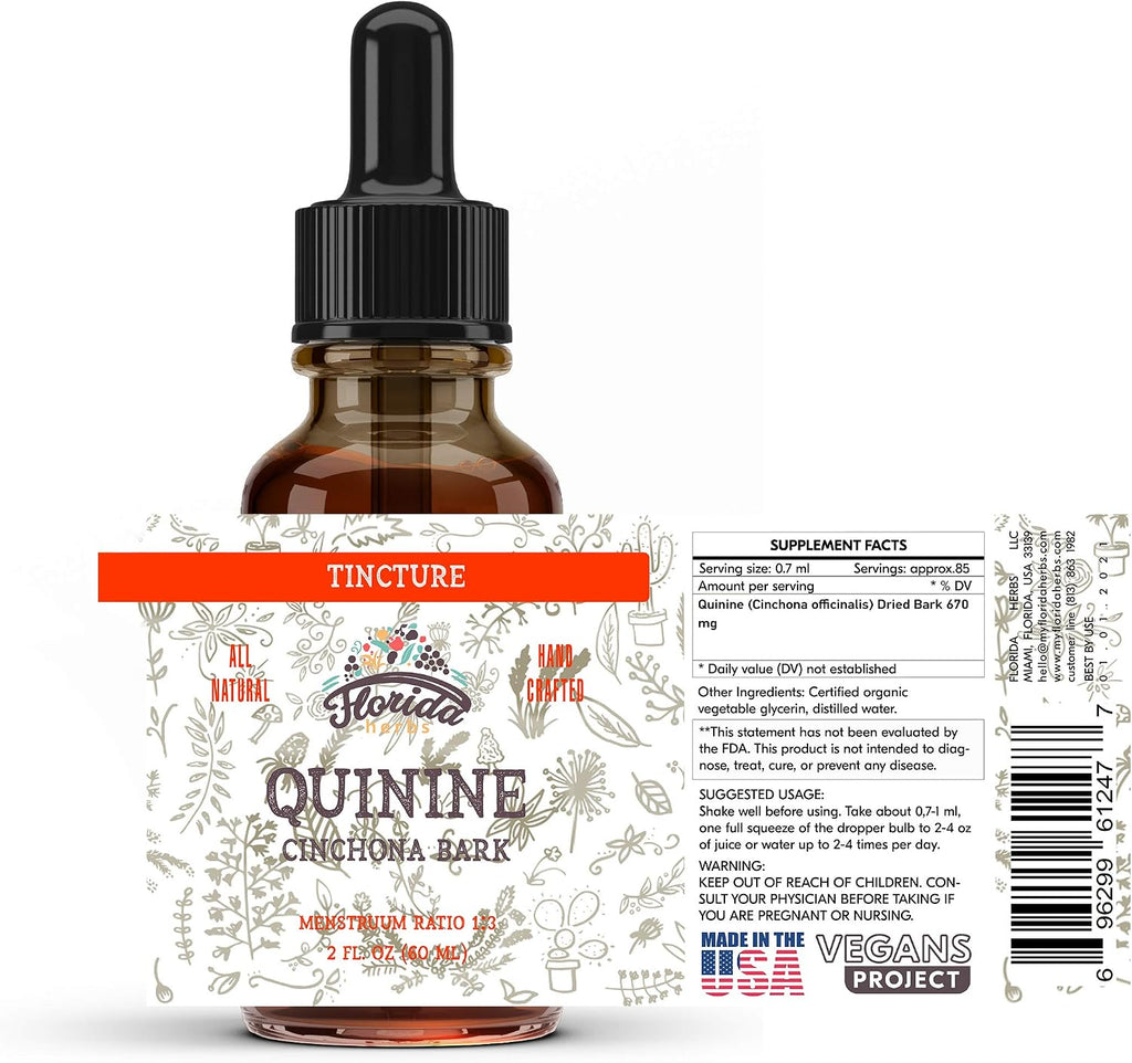 Extracto de Quinina (Cinchona officinalis) Tintura Líquida – 670 mg (60 ml) – FLORIDA HERBS