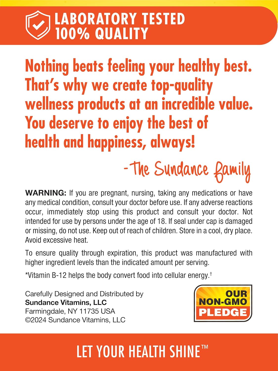 Sundance Vitamins B-12 Energy Gummies - Gominolas de Vitamina B12 con Ashwagandha y L-Carnitina - 40 Gominolas Veganas Sabor Melocotón y Frambuesa