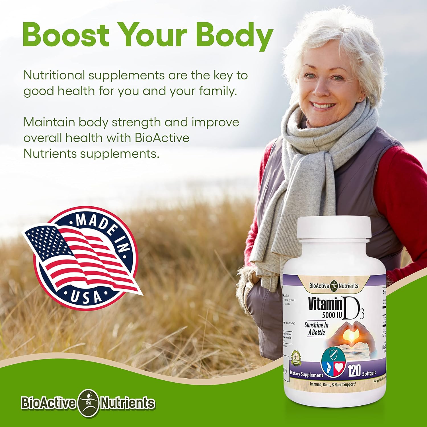 Vitamina D3 5000 IU - 120 Cápsulas Blandas - BIOACTIVE NUTRIENTS