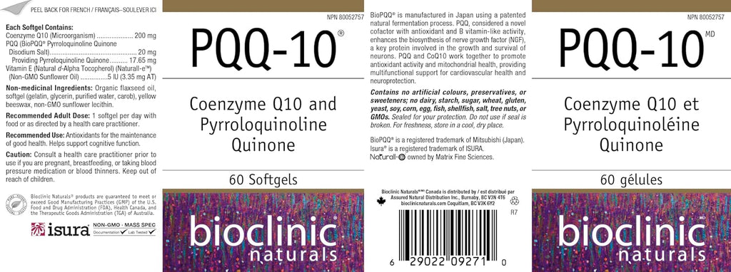 Bioclinic Naturals CerebroVital PQQ-10, 60 Cápsulas Blandas