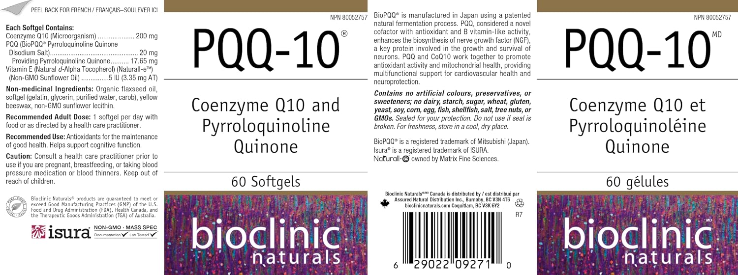 Bioclinic Naturals CerebroVital PQQ-10, 60 Cápsulas Blandas