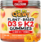 OH MY CHEWY Gominolas de Vitamina D3 K2 y Calcio - 5000 UI D3, 120 mcg K2 (MK-7), 120 mg Ca - 60 gominolas