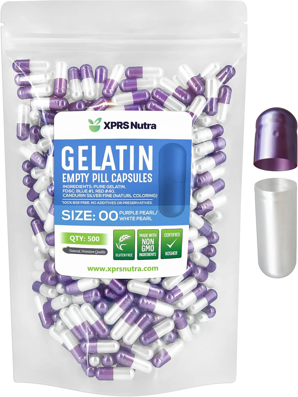 XPRS Nutra Cápsulas Vacías Tamaño 00 - 100 Unidades de Cápsulas de Gelatina Vacías para Llenar Suplementos DIY (Azul)