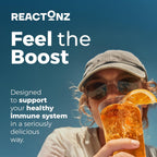 REACTONZ 5 in 1 Immunity Plus – Immune Support & Antioxidant Supplement – Vitamin C, Zinc, Manuka Honey, Rosehip & Propolis – Natural Zesty Orange Flavor – 20 Day Supply Effervescent Tablets