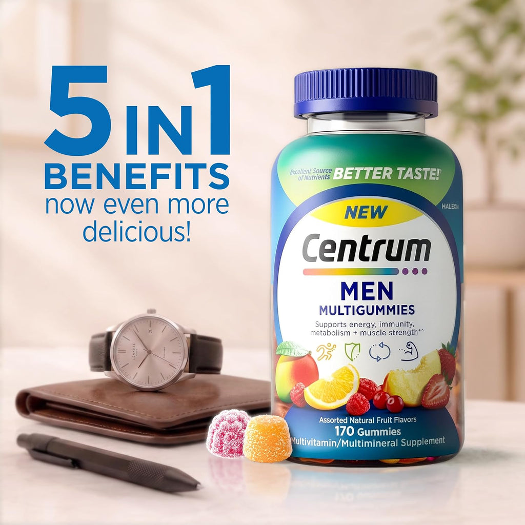 Centrum MultiGummies Gomitas Multivitamínicas para Hombres, Sabor Fruta Variada - 170 Gomitas