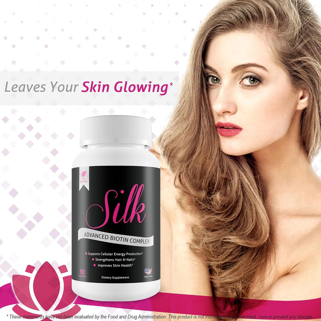 Silk Advanced Biotin Complex - Suplemento de Biotina, Niacina y Vitaminas B para Cabello, Piel y Uñas